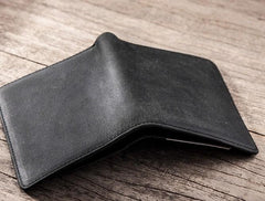 Cool Leather Men Slim Small Wallet Bifold Vintage billfold Wallet for Men