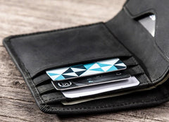 Cool Leather Men Slim Small Wallet Bifold Vintage billfold Wallet for Men