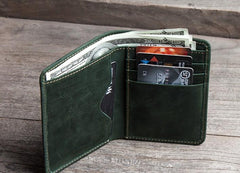 Cool Leather Men Slim Small Wallet Bifold Vintage billfold Wallet for Men