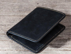 Cool Leather Men Slim Small Wallet Bifold Vintage billfold Wallet for Men