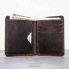 Cool Leather Men Slim Small Wallet Bifold Vintage billfold Wallet for Men