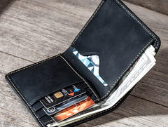 Cool Leather Men Slim Small Wallet Bifold Vintage billfold Wallet for Men
