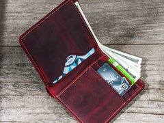 Cool Leather Men Slim Small Wallet Bifold Vintage billfold Wallet for Men