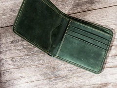 Cool Leather Men Slim Small Wallet Bifold Vintage billfold Wallet for Men