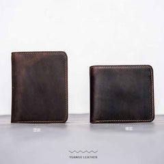 Cool Leather Men Slim Small Wallet Bifold Vintage billfold Wallet for Men