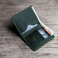 Cool Leather Men Slim Small Wallet Bifold Vintage billfold Wallet for Men