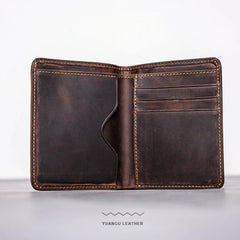 Cool Leather Men Slim Small Wallet Bifold Vintage billfold Wallet for Men