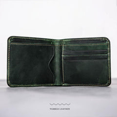 Cool Leather Men Slim Small Wallet Bifold Vintage billfold Wallet for Men