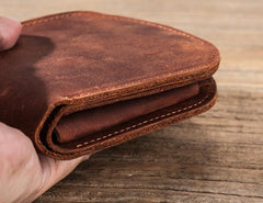 Cool Leather Men Small Wallet Bifold Vintage billfold Wallet for Men
