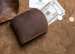 Cool Leather Men Small Wallet Bifold Vintage billfold Wallet for Men