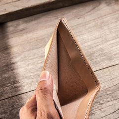 Cool Leather Men Small Wallet Bifold Vintage billfold Wallet for Men
