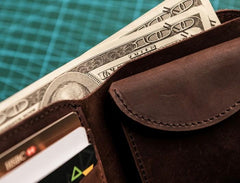 Cool Leather Men Small Wallet Bifold Vintage billfold Wallet for Men