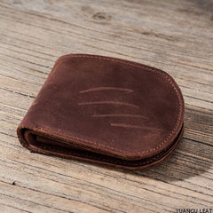 Cool Leather Men Small Wallet Bifold Vintage billfold Wallet for Men
