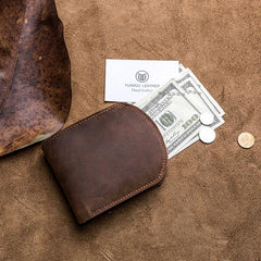 Cool Leather Men Small Wallet Bifold Vintage billfold Wallet for Men