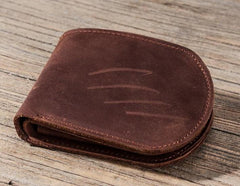 Cool Leather Men Small Wallet Bifold Vintage billfold Wallet for Men