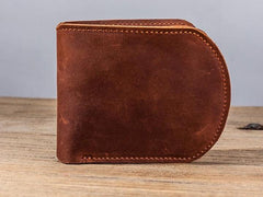 Cool Leather Men Small Wallet Bifold Vintage billfold Wallet for Men