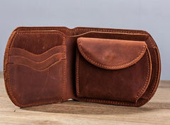 Cool Leather Men Small Wallet Bifold Vintage billfold Wallet for Men