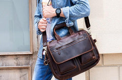 Cool Leather Men Vintage Briefcase Work Bag Handbag Shoulder Bags For Men