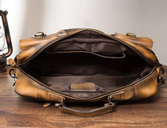 Cool Leather Men Vintage Briefcase 14inch Work Bags Handbag Shoulder Bags For Men