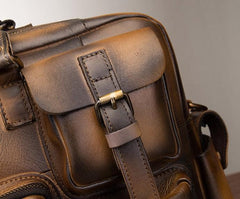Cool Leather Men Vintage Briefcase 14inch Work Bags Handbag Shoulder Bags For Men