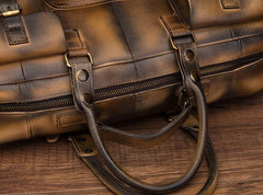 Cool Leather Men Vintage Briefcase 14inch Work Bags Handbag Shoulder Bags For Men