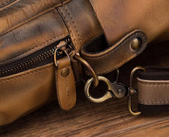 Cool Leather Men Vintage Briefcase 14inch Work Bags Handbag Shoulder Bags For Men