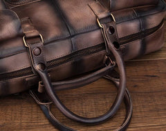 Cool Leather Men Vintage Briefcase 14inch Work Bags Handbag Shoulder Bags For Men