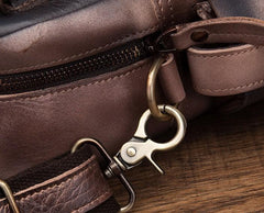 Cool Leather Men Vintage Briefcase 14inch Work Bags Handbag Shoulder Bags For Men