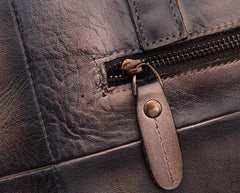 Cool Leather Men Vintage Briefcase 14inch Work Bags Handbag Shoulder Bags For Men