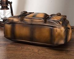 Cool Leather Men Vintage Briefcase 14inch Work Bags Handbag Shoulder Bags For Men