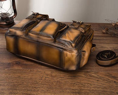 Cool Leather Men Vintage Briefcase 14inch Work Bags Handbag Shoulder Bags For Men