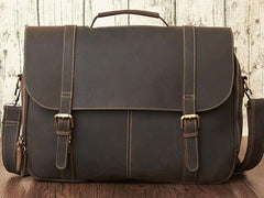 Leather Mens Vintage Large Brown Messenger Bag Laptop Shoulder Bag for Men