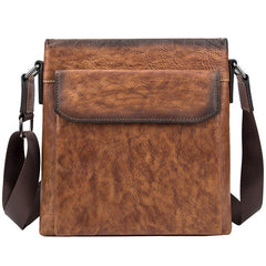 Cool Leather Men's 10 inches Courier Bag Brown Small Vertical Messenger Bag Brown Side Bag For Men