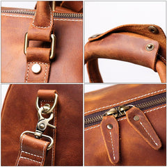 Cool Leather Mens 15 inch Brown Large - Leather Texture Detail