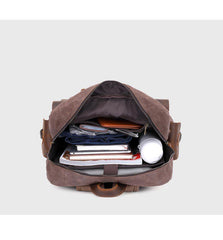 Cool Leather Mens 14 inches Brown Backpack Large Cool Vintage Large Travel Backpack for Men