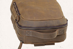Cool Coffee Leather Mens Backpack Large Vintage Large Travel Backpack for Men