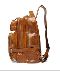Cool Coffee Leather Mens Backpacks Large Large Travel Backpacks for Men