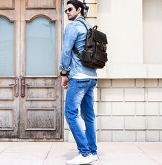 Cool Leather Mens Backpack Large Vintage School Backpack Travel Backpack for Men