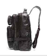 Cool Coffee Leather Mens Backpacks Large Large Travel Backpacks for Men