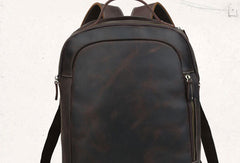 Cool Coffee Leather Mens Backpack Large Vintage Large Travel Backpack for Men