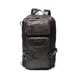 Cool Coffee Leather Mens Backpacks Large Large Travel Backpacks for Men