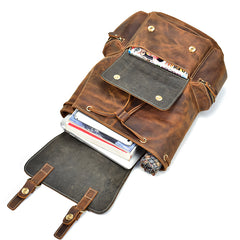Cool Leather Mens Backpack Large Vintage School Backpack Travel Backpack for Men