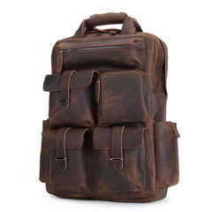 Cool Leather Mens Backpack Large Vintage Large Travel Backpack for Men
