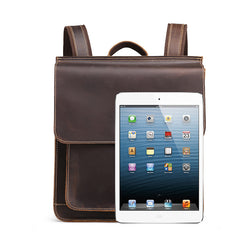 Cool Leather Mens Backpack Large Vintage Travel Bag for Men