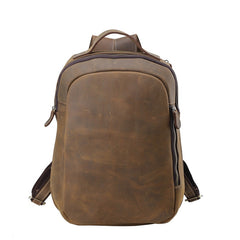 Cool Coffee Leather Mens Backpack Large Vintage Large Travel Backpack for Men