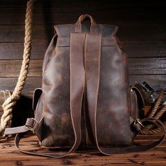Cool Coffee Leather Mens Backpacks Large Vintage Large Travel Backpack for Men