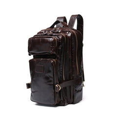 Cool Coffee Leather Mens Backpacks Large Large Travel Backpacks for Men