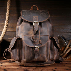 Cool Coffee Leather Mens Backpacks Large Vintage Large Travel Backpack for Men