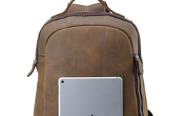 Cool Coffee Leather Mens Backpack Large Vintage Large Travel Backpack for Men