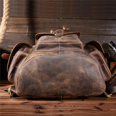 Cool Coffee Leather Mens Backpacks Large Vintage Large Travel Backpack for Men